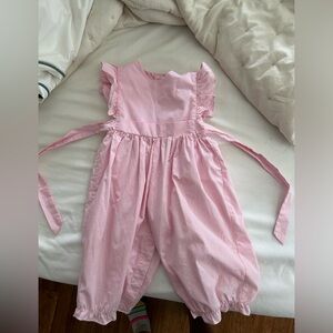 Rosalina Collections pink gingham overalls